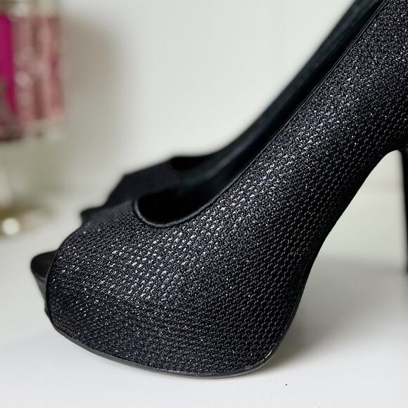 Chinese Laundry Black Sparkly Platform Heels Size 6.5 - Picture 3 of 11